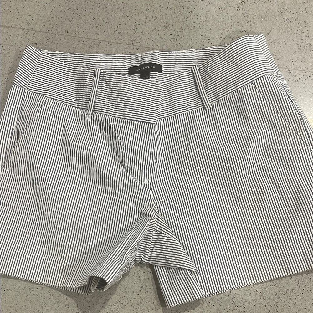 Ann Taylor Navy and White Striped City Shorts